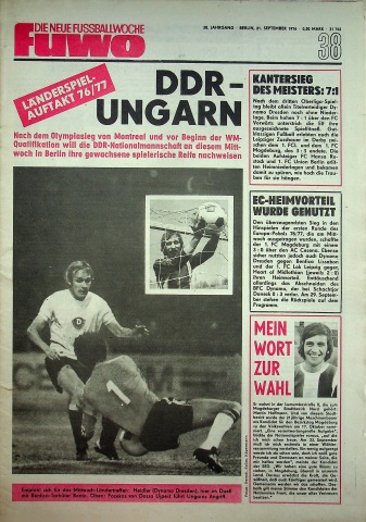 Fuwo Fussballwoche 38/1976